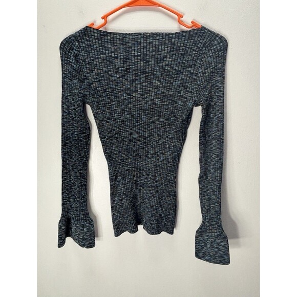 Theory Women’s SIZE P Cabled Print RibbedBoatneck Sweater with Bell Sleeves - Picture 11 of 15